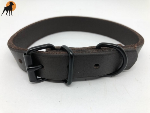 HWP Fettleder Halsband Basic Black, Breite: 19mm