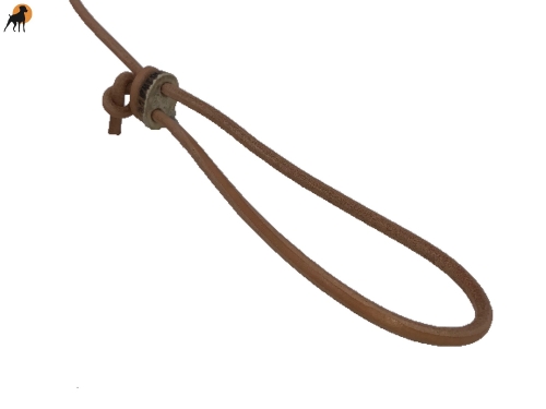 Flüsterleine 6mm x 320cm aus Rundleder, mit Hornteilen