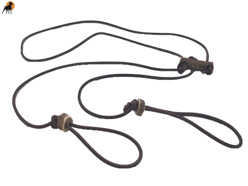 Flüsterleine Twin aus Rundleder, 6mm - für ZWEI Hunde geeignet !