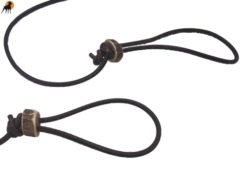 Flüsterleine Twin aus Rundleder, 6mm - für ZWEI Hunde geeignet !