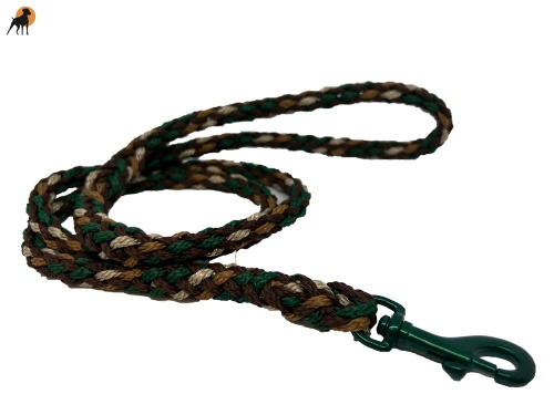 Tauwerk Führleine G1 handgeflochten, 9mm mit Handschlaufe, Karabiner Grün