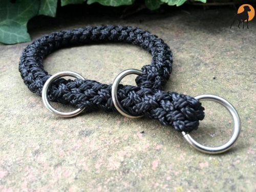 G1 Tauwerk Halsband Basic 15mm mit Zugstop, rund geflochten, Schwarz