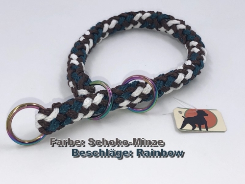 G1 Tauwerk Halsband Basic 15mm mit Zugstop, rund geflochten, Schoko-Minze