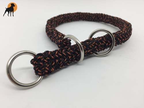 G1 Tauwerk Halsband Basic 15mm mit Zugstop, rund geflochten, Schwarz-Cotto