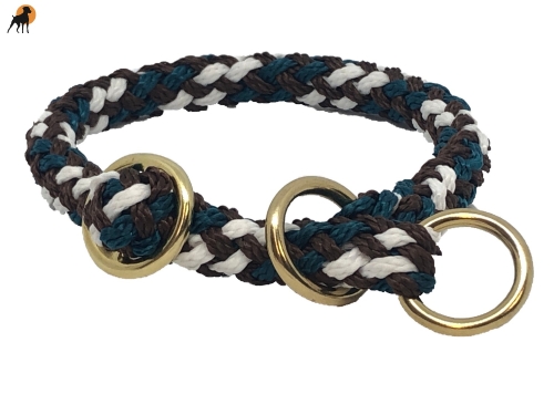 G1 Tauwerk Halsband Sport Messing15mm mit Zugstop, rund geflochten, Schoko-Minze