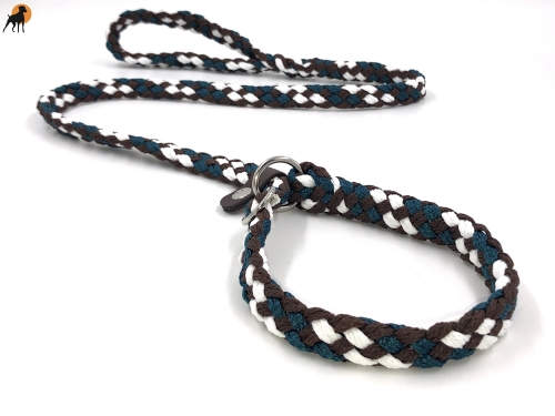 Tauwerk Agility & Retrieverleine G2 Classic 150cm, rund geflochten, Schoko-Minze