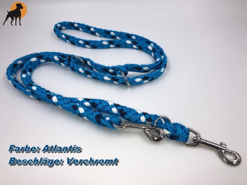 Tauwerk Doppelführleine G2, handgeflochten, 3-fach verstellbar, 12mm x 230cm, Atlantis