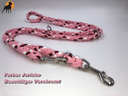 Tauwerk Doppelführleine G2, handgeflochten, 3-fach verstellbar, 12mm x 230cm, Jericho