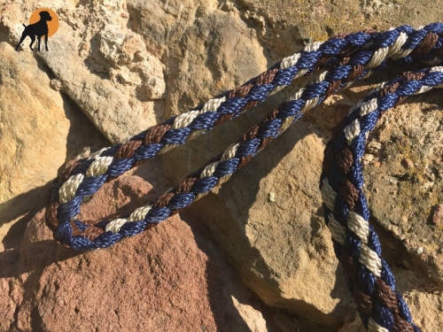 Tauwerk Führleine G2 Ebony 12mm m. HS, Karabiner Edelstahl Schwarz, Marbel Blue