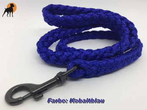 Tauwerk Führleine G2, 12mm mit Handschlaufe, rund geflochten, Karabiner Edelstahl schwarz