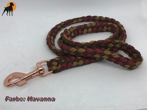 Tauwerk Führleine G2, 12mm mit Handschlaufe, rund geflochten, Karabiner Rosegold