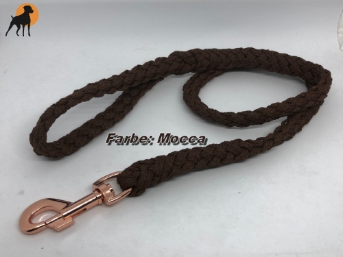 Tauwerk Führleine G2, 12mm mit Handschlaufe, rund geflochten, Karabiner Rosegold