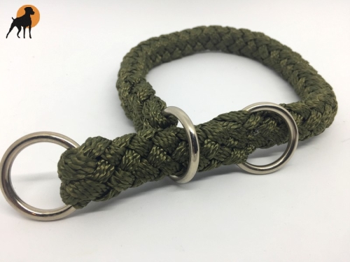 G2 Tauwerk Halsband Basic, rund geflochten, mit Zugstop, Oliv