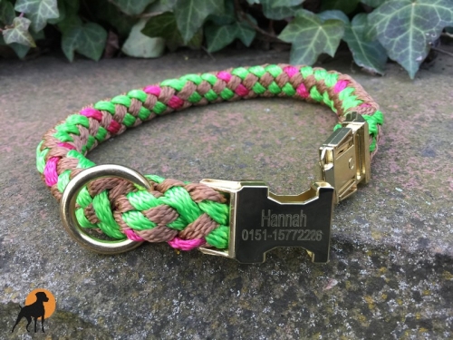 Tauwerk Maßhalsband G2 mit Metallverschluß Goldfarben, 20mm, Gravur möglich!