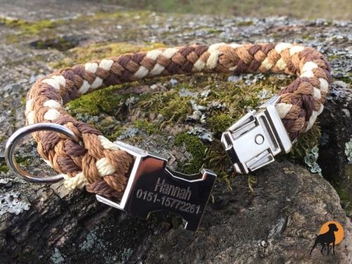Tauwerk Maßhalsband G2 mit Metallverschluß Verchromt, 20mm, Gravur möglich!