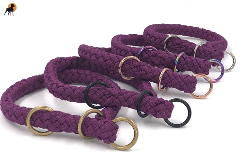 G2 Tauwerk Halsband Basic, rund geflochten, mit Zugstop, Burgund