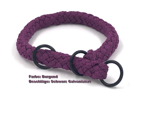 G2 Tauwerk Halsband Basic, rund geflochten, mit Zugstop, Burgund