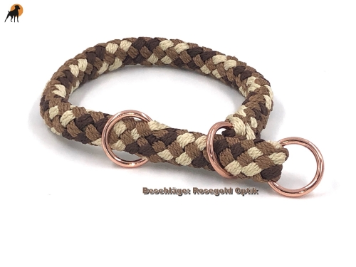 G2 Tauwerk Halsband Basic, rund geflochten, mit Zugstop, Cappuccino