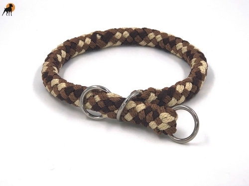 G2 Tauwerk Halsband Basic, rund geflochten, mit Zugstop, Cappuccino