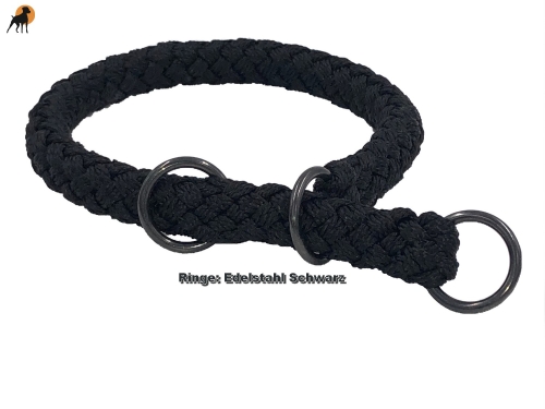 G2 Tauwerk Halsband Basic, rund geflochten, mit Zugstop, Schwarz