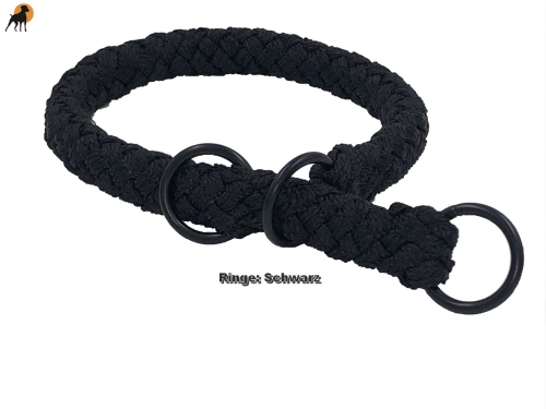 G2 Tauwerk Halsband Basic, rund geflochten, mit Zugstop, Schwarz