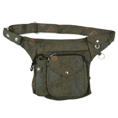 Gassi-Tasche mit Flaschenhalter – Brandenburg 26, oliv mit Muster