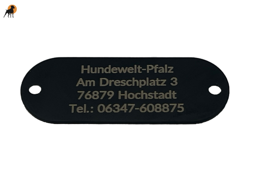 Aluminium Gravurplatte, ca. 50x19mm, mit 2 Löchern, schwarz