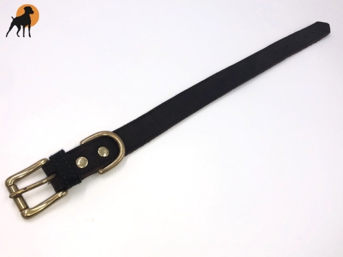 Softleder-Halsband Premium, 25mm, Beschläge Vollmessing, Dunkelbraun
