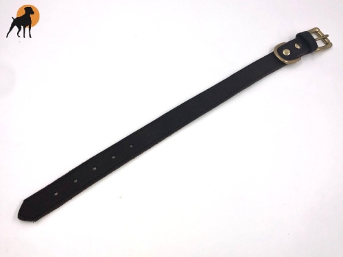 Softleder-Halsband Premium, 25mm, Beschläge Vollmessing, Dunkelbraun