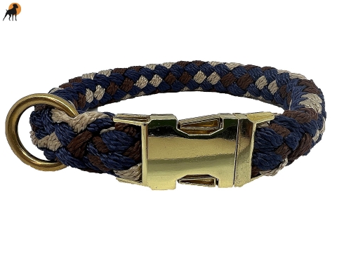 Tauwerk Maßhalsband G2 mit Metallverschluß Goldfarben, 20mm, Gravur möglich!