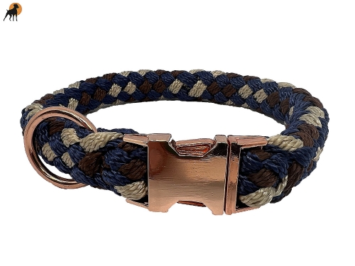 Tauwerk Maßhalsband G2 mit Metallverschluß Rosegold-Optik, 20mm, Gravur möglich!