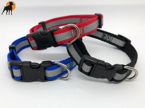 Nylon-Halsband mit Reflektorstreifen 16mm x 30-45cm