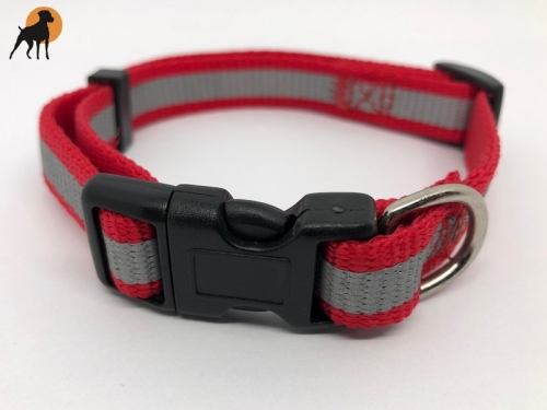 Nylon-Halsband mit Reflektorstreifen 16mm x 30-45cm