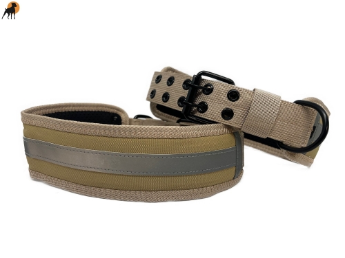 Nylon-Halsband XXL, 70mm, gefüttert, mit reflektierendem Streifen, beige