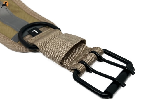 Nylon-Halsband XXL, 70mm, gefüttert, mit reflektierendem Streifen, beige