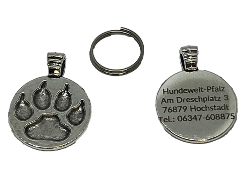 Hundemarke Pfotenabdruck, 21 x 28mm, inkl. Lasergravur