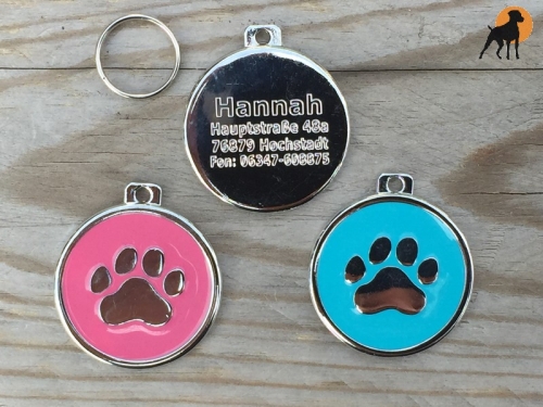 Hundemarke Pfote, 30mm - inkl. Wunschgravur -
