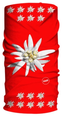 H.A.D. Multifunktions-Halsuch Big Edelweiß Red, 26x52cm, Rot