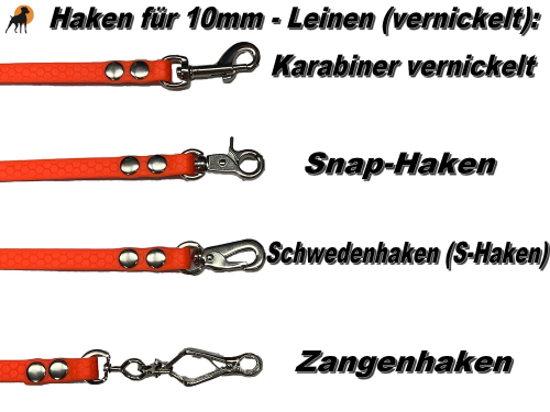 HEXA Führleine/Schleppleine 10mm gummiert (Länge und Haken wählbar)