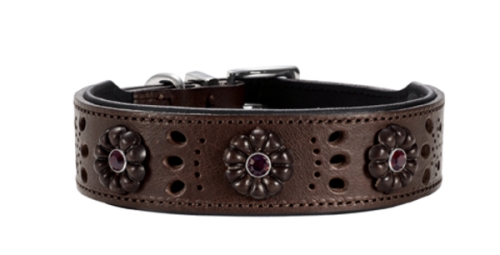 Hunter Nappaleder Halsband Virginia Rose 55cm x 39mm, tabak