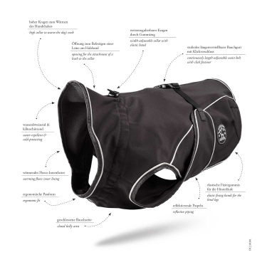 Hundemantel Uppsala Softshell, schwarz