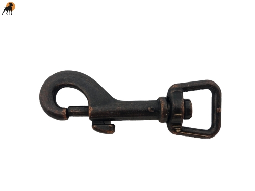 Karabinerhaken 74mm, für Bänder bis 20mm, Antik-Kupfer-Optik
