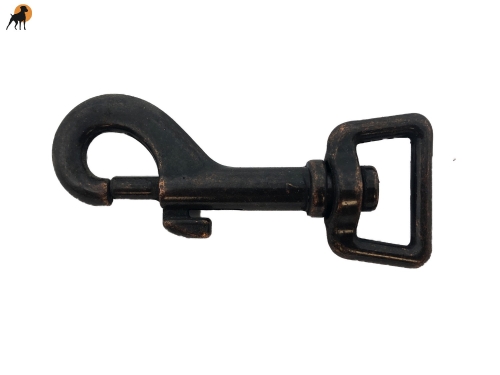 Karabinerhaken 75mm, für Bänder bis 20mm, Antik-Kupfer-Optik