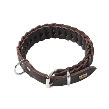 Halsband geflochten 30mm aus sehr weichem Softleder, Dunkelbraun
