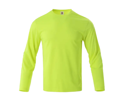 Langarm-Funktionsshirt mit Rundhalsausschnitt, schnelltrocknend, Signalgelb