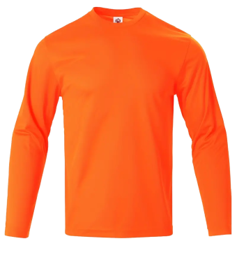 Langarm-Funktionsshirt mit Rundhalsausschnitt, schnelltrocknend, Signalorange