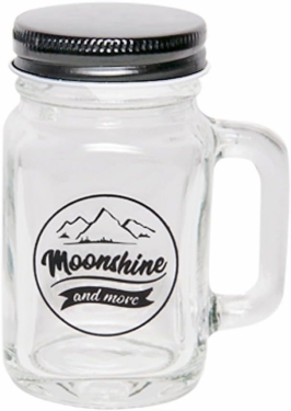 Mini Moonshine Mason Jar Trinkglas mit Drehverschluss und Haltegriff, 40ml