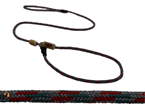 HWP Moxonleine mit Zugstop, Handmade, 6mm x 130cm, Grau-Rot