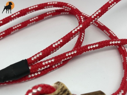 HWP Moxonleine mit Zugstop, Handmade, 6mm x 130cm, Rot-Weiß