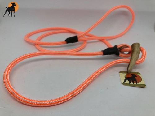 HWP Moxonleine mit Zugstop, Handmade, 6mm x 130cm, Signalorange-Weiß